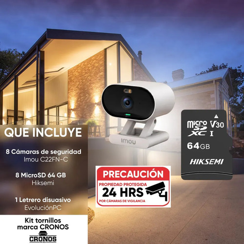 Kit 8 cámaras Wi-Fi IMOU IPC-C22FN-C, resolución 2 MP (1920 x 1080) Full HD