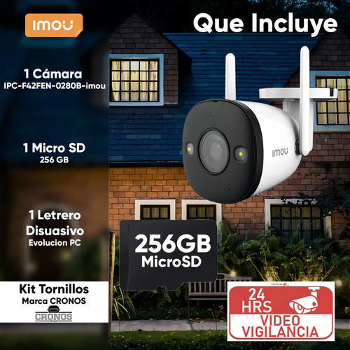 Kit Cámara Bala Wi-Fi IMOU IPC-F42FEN, potencia 7 W, conectividad Wi-Fi