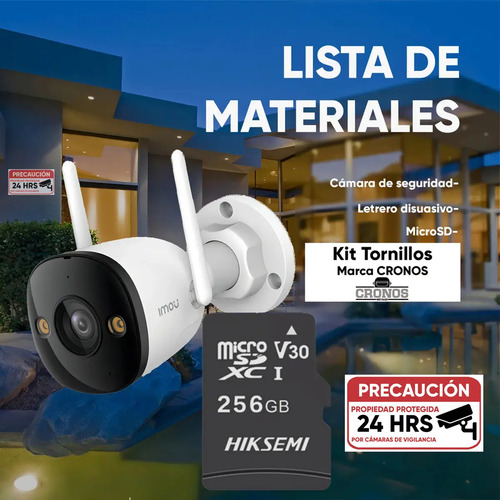 Kit cámara bala WiFi IMOU IPC-S3EN-3M0WE, memoria MicroSD 256GB