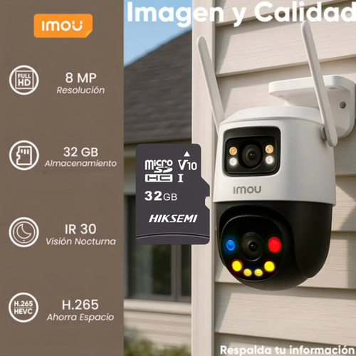 Kit Cámara WiFi PT IMOU IPC-S7XFN-8U0WED, lentes 2 x 3.6 mm (fijo 80° + PT 78°)