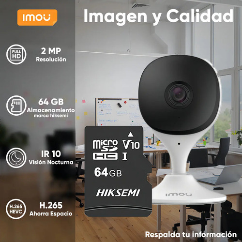 Cámara Wi-Fi interior IMOU C22EN-PLUS-64, largo 6.6 cm, altura 10.9 cm