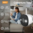 Cámara WiFi bala IMOU IPC-F22FEN, profundidad 7.4 cm, material externo plástico y metal