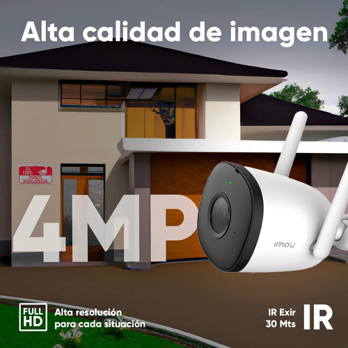 Cámara Bala WiFi IMOU IPC-F42N-0280B-Imou, largo 14.77 cm, altura 7.42 cm
