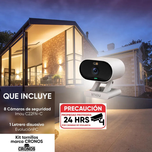 Kit 8 Cámaras WiFi IMOU IPC-C22FN-C, resolución 1080p, 1920 x 1080 (2 MP)