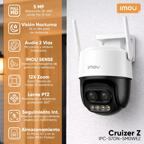 Kit 8 cámaras PT Wi-Fi IMOU IPC-S7DN-5M0WEZ, material externo plástico