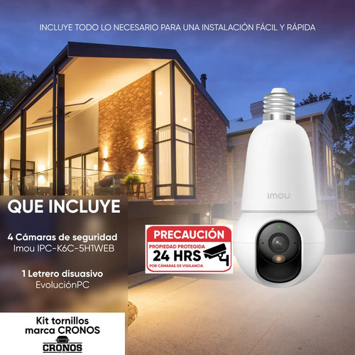 Kit 4 cámaras foco E27 IMOU IPC-K6C-5H1WEB, resolución 5 MP (3K)