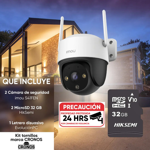 Kit 2 cámaras WiFi PT IMOU IPC-S41FEN, tipo de resolución full HD