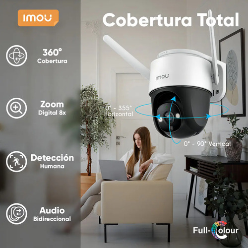 Kit cámara IP PT WiFi IMOU IPC-S41FEN, profundidad 18.3 cm, material externo plástico