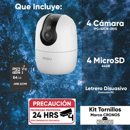 Kit 4 Cámaras Wi-Fi PT IMOU IPC-S2CN-3R1S, tipos de conexiones con cable,Inalámbrica