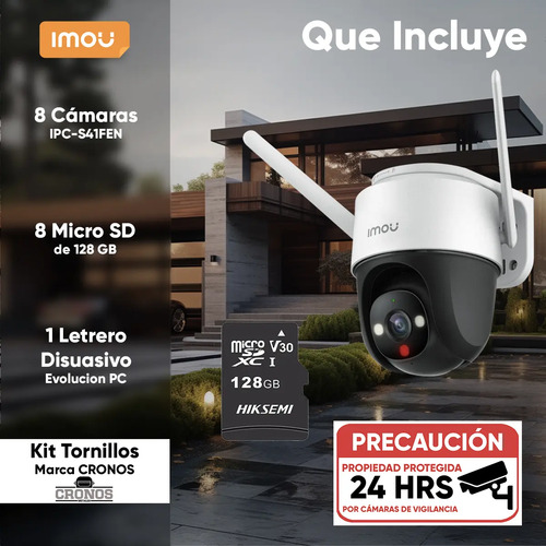 Kit 8 cámaras Wi-Fi IMOU IPC-S41FEN, potencia 6.2 W, conectividad Wi-Fi
