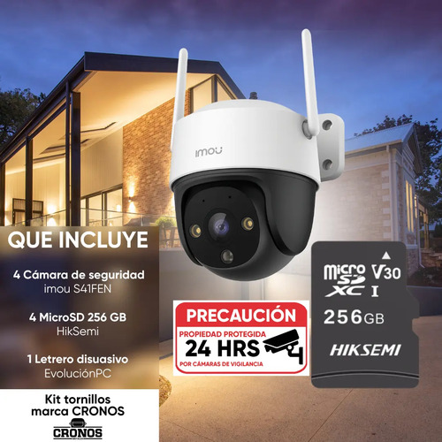 Kit 4 Cámaras PT Wi-Fi IMOU IPC-S41FEN, sirena integrada 110 dB