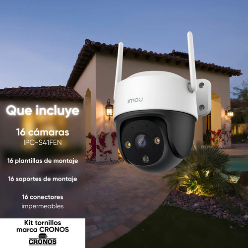 Pack 16 cámaras IP WiFi PT IMOU IPC-S41FEN, tipos de conexiones con cable