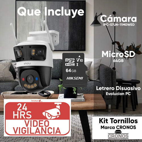 Kit Cámara Wi-Fi PT IMOU IPC-S7UN-11M0WED, tipo de movimiento pan and tilt