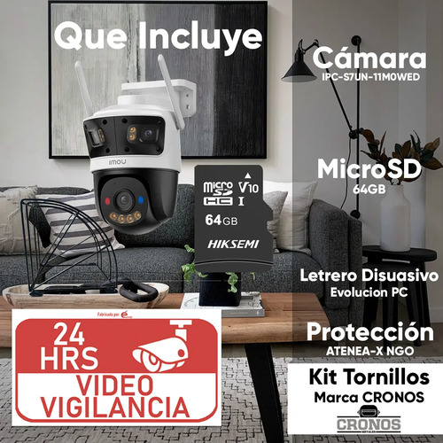 Kit Cámara WiFi PT IMOU IPC-S7UN-11M0WED, alimentación 12 VCD 1.5 A