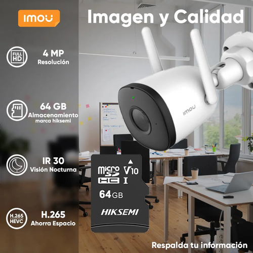 Cámara bala Wi-Fi IMOU F42N-PLUS-64, micrófono integrado, audio bidireccional