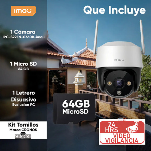 Kit Cámara WiFi PTZ IMOU S22FN, conectividad Wi-Fi, tipo de movimiento PTZ