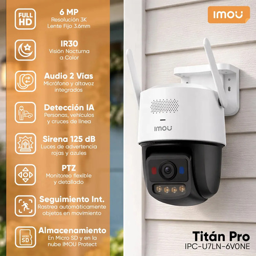Kit 16 cámaras IP WiFi PT IMOU IPC-U7LN-6V0NE, conectividad Wi-Fi 6 2.4/5 GHz, PoE, ONVIF
