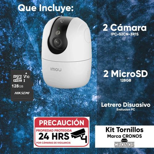 Kit 2 Cámaras Wi-Fi PT IMOU IPC-S2CN-3R1S, tipos de conexiones con cable,Inalámbrica