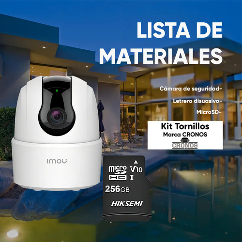 Cámara IP PT IMOU IPC-TA22CN-B, rango de giro pan 0° a 355°, tilt -5° a 80°