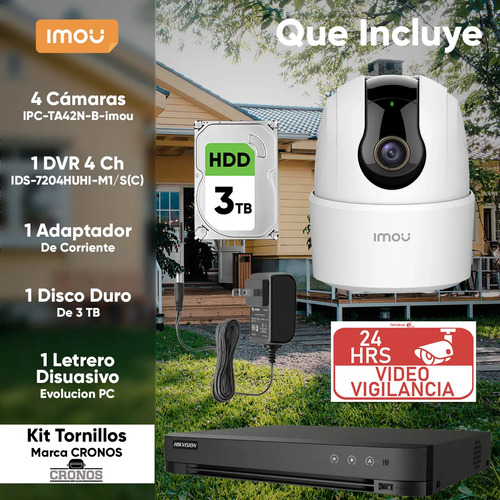 Kit IP IMOU IPC-TA42N-B, distancia de alcance 10 m, calidad de resolución 4MP