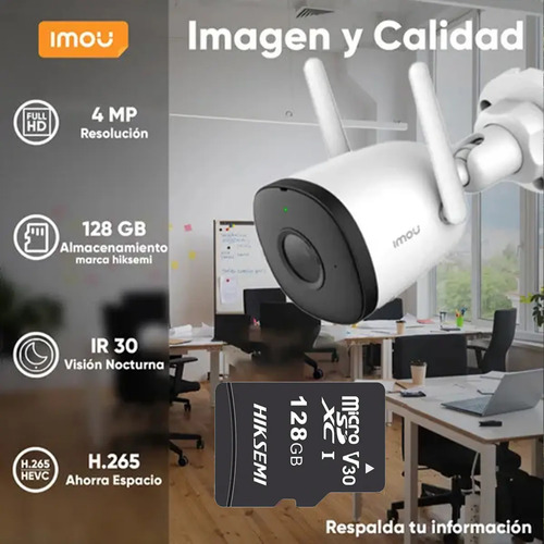 Kit Cámara Bullet WiFi IMOU IPC-F42N, largo 14.77 cm, altura 7.42 cm