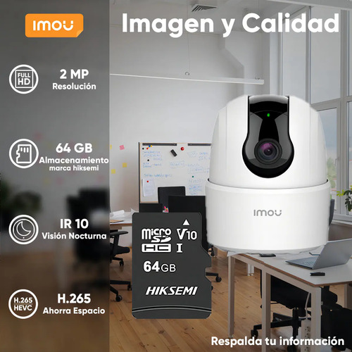Cámara IP PT IMOU IPC-TA22CN-B, conectividad Wi-Fi 2.4 GHz, alimentación 5 VCD 1 A