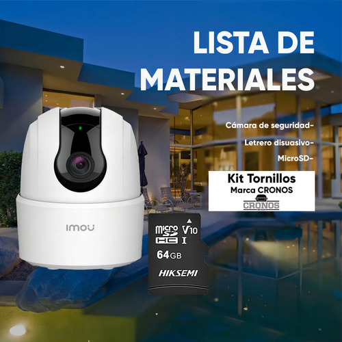 Cámara IP PT IMOU IPC-TA22CN-B, rango de giro pan 0° a 355°, tilt -5° a 80°