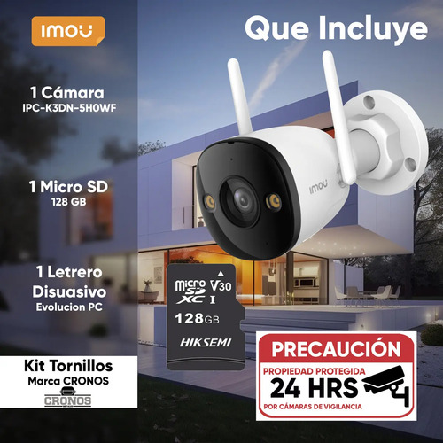 Kit Cámara Bala WiFi IMOU IPC-K3DN-5H0WF, potencia 6 W, conectividad Wi-Fi