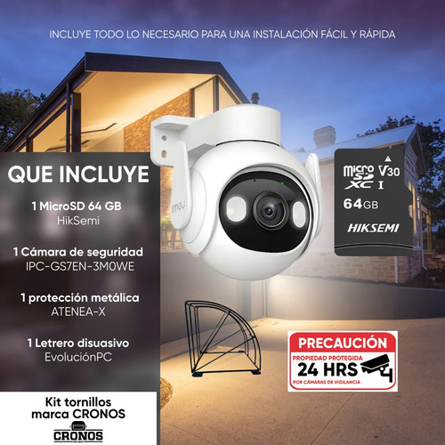 Cámara WiFi PT IMOU IPC-GS7EN-3M0WE, almacenamiento ranura microSD hasta 256 GB