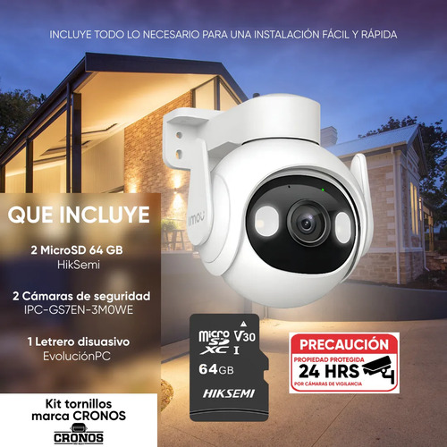 Kit 2 cámaras WiFi PT IMOU IPC-GS7EN-3M0WE, largo 13 cm, altura 12 cm