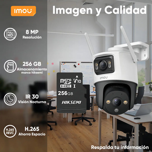 Cámara Wi-Fi PT dual IMOU IPC-S7XN-8M0WED, potencia 12 W, conectividad Wi-Fi