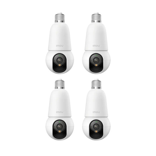 Kit cronos 4 cámaras IMOU BulbCam 5 Megapixeles IPC-K6C-5H1WEB Modo privacidad Detección de humanos & Vehículos Audio bidireccional video a color 24/7+ accesorios - KIt CCTV