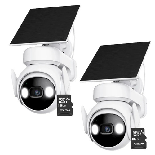 Kit Cronos 2 Cámaras Seguridad Exterior Imou Cell PT 4G con Panel Solar 3MP + 128GB MicroSD | IP66 360 Pan Tilt Visión Nocturna Color Audio Bidireccional Detección Humana Alarma Activa MicroSD Nube CCTV