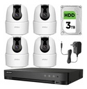 Imou Kit Videovigilancia 4 Cámaras Domo IP Wifi de 2 MP IPC-TA42N-B PTZ con Microfono y Visión Nocturna 24/7 / Grabación Continua + Disco Duro 3TB + DVR Turbo HD de 8MP 4K (IDS-7204HUHI-M1/S )