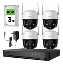 Imou Kit Videovigilancia 4 Cámaras IP PTZ Wifi de 2 MP IPC-S21FEN Cruiser SE+ / Microfono Altavoz y Visión Nocturna 24/7 / Grabación Continua + Disco Duro 3TB + DVR Turbo HD de 8MP 4K (IDS-7204HUHI-M1/S )