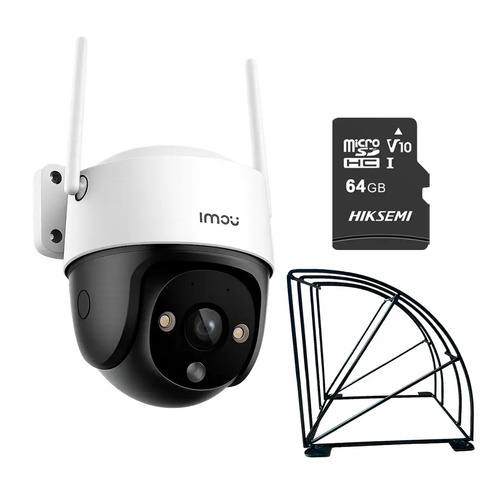 Kit Cronos Cámara de Seguridad Exterior Imou DK7 3MP Wi-Fi 6 + Microsd 64GB + Protección Metálica IP66 360° Pan/Tilt Visión Nocturna Color 24/7 Audio Bidireccional Detección Humana Smart Tracking Alarma Activa – CCTV