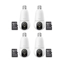 Kit cronos 4 cámaras IMOU BulbCam 5 Megapixeles IPC-K6C-5H1WEB Modo privacidad Detección de humanos & Vehículos Audio bidireccional video a color 24/7 + 4 MIcrosd 128Gb + accesorios