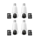 Kit cronos 4 cámaras IMOU BulbCam 5Megapixeles IPC-K6C-5H1WEB Modo privacidad Detección de humanos & Vehículos Audio bidireccional video a color 24/7 + 4 MIcrosd 64Gb + accesorios