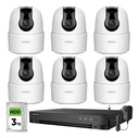 Imou Kit Videovigilancia 6 Cámaras Domo IP PTZ de 2 MP WiFi IPC-TA42N-B Audio y Visión Nocturna 24/7 / Grabación Continua + Disco Duro 3TB + DVR Turbo HD de 8MP 4K (IDS-7204HUHI-M1/S )