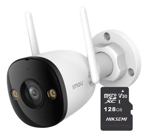 Imou & cronos Cámara de seguridad IPC-K3DN-5H0WF-p128 + MicroSD 128GB IP Bullet WiFi 5MP con micrófono fullcolor detección de humanos IR 30m protección IP67 Foco incorporado 5H0WF cctv Notificaciones