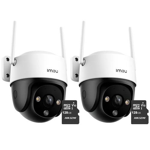 Kit Cronos 2 Cámaras de Seguridad Exterior Imou DK7 3MP Wi-Fi 6 + Microsd 128GB - IP66 360° Pan/Tilt Visión Nocturna Color 24/7 Audio Bidireccional Detección Humana Smart Tracking Alarma Activa – CCTV