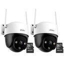 Kit Cronos 2 Cámaras de Seguridad Exterior Imou DK7 3MP Wi-Fi 6 + Microsd 128GB - IP66 360° Pan/Tilt Visión Nocturna Color 24/7 Audio Bidireccional Detección Humana Smart Tracking Alarma Activa – CCTV