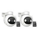 Kit cronos 2 cámaras de seguridad imou Cruiser 2 2k GS7EN-3M0WE IP WiFi video a Color 24/7 audio doble vía seguimiento y detección inteligente interiores/exteriores + 2 MicroSD 64 GB