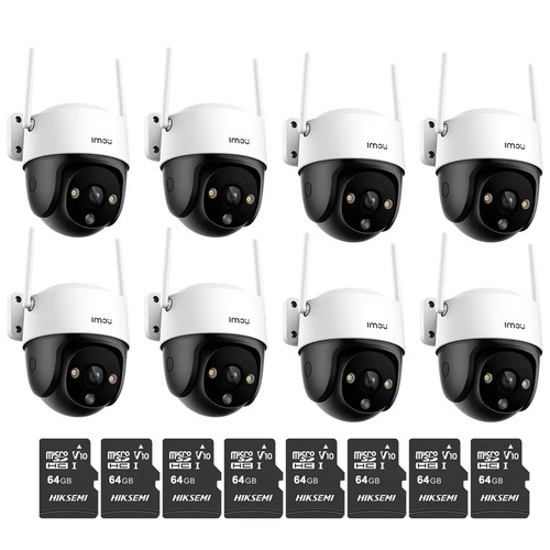 Kit Cronos 8 Cámaras de Seguridad Exterior Imou DK7 3MP Wi-Fi 6 + Microsd 64GB - IP66 360° Pan/Tilt Visión Nocturna Color 24/7 Audio Bidireccional Detección Humana Smart Tracking Alarma Activa – CCTV