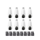 Kit cronos 8 cámaras IMOU BulbCam 3 Megapixeles IPC-K6C-3H1WEB Modo privacidad Detección de humanos & Vehículos Audio bidireccional video a color 24/7 + 2 MIcrosd 128Gb + accesorios