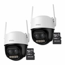 Kit Cronos 2 Cámaras de Seguridad Imou Cruiser Z IPC-S7DN-5M0WEZ 5MP Dual Wifi + Memoria Micro SD 128GB - Visión Nocturna Color 56Mts Zoom12X / Audio Bidireccional y Detección Humana/Vehículos – Circuito Cerrado