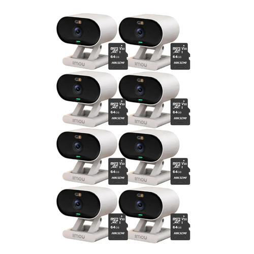 Kit cronos 8 cámaras Imou Ip Wifi 2mp C22FN-C Audio Bidireccional Detección De Humanos visión nocturna notificaciones instantáneas certificación IP65  + 8 Microsd 64gb + Accesorios - Kit CCTV