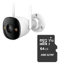 Imou Cámara de seguridad IP IPC-K3DN-3H0WF-P-64 + MicroSD 64GB Bullet WiFi 3MP micrófono integrado Fullcolor detección de humanos IR 30m CCTV protección IP67 Notificaciones 3H0WF Modo privacidad
