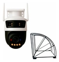 Kit cronos cámara de seguridad IMOU IPC-S7UN-11M0WED Cruiser Triple lente 11MP IP PT Wifi full Color Disuasión Activa Audio Bidireccional doble ranura micro sd + protección metálica + accesorios CCTV