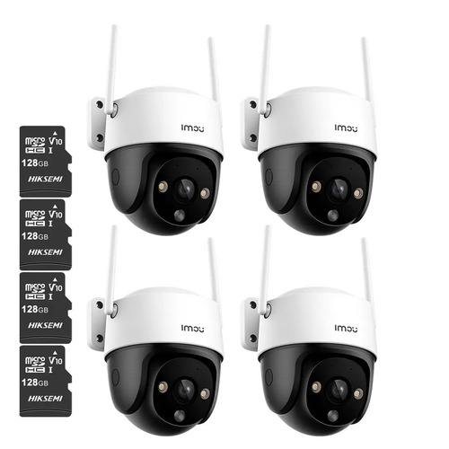 Kit Cronos 4 Cámaras de Seguridad Exterior Imou DK7 3MP Wi-Fi 6 + Microsd 128GB - IP66 360° Pan/Tilt Visión Nocturna Color 24/7 Audio Bidireccional Detección Humana Smart Tracking Alarma Activa – CCTV